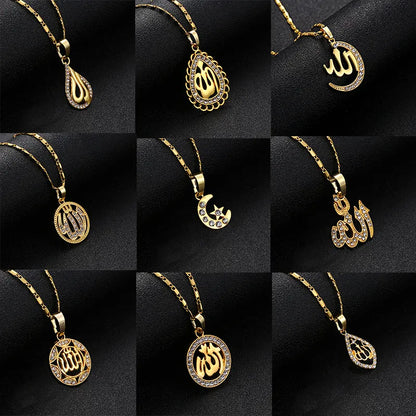 wholesale Gold/Rose gold Colors Allah Pendant Necklace Women Men Jewelry Middle East/Muslim/Islamic Arab Ahmed