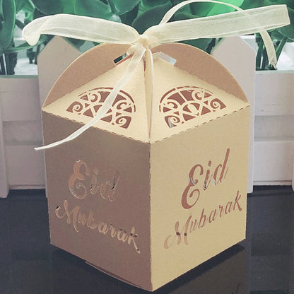 10pcs Happy Eid Mubarak Candy Box Ramadan Decoration DIY Favor Gift Boxes Packaging Islamic Muslim al-Fitr Eid Party Supplies