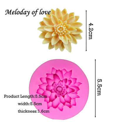 3D Beautiful Lotus chrysanthemum Flowers wedding cake decorating tools DIY baking fondant silicone mold soap mould T0158