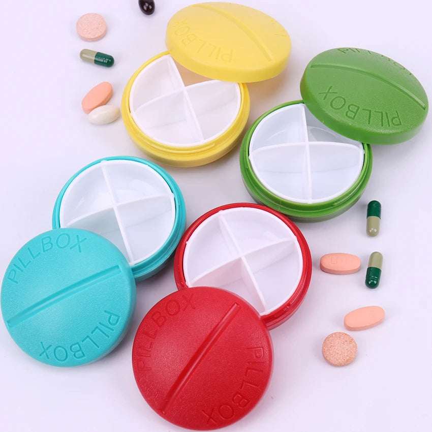 Four Grid Compartment Travel Pill Box Organizer Tablet Medicine Storage Dispenser Splitters Pill Case Holder Health Care