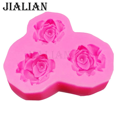 3D roses flower soap mould chocolate wedding cake decorating tools DIY  fondant silicone mold T0405