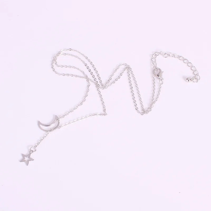 Wholesale Sales Punk 2020 New Fashion Necklace Gold Simple Cute Moon Stars Ladies Necklace Chaussures Femme