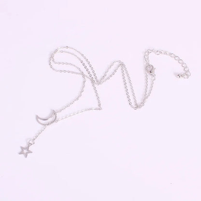 Wholesale Sales Punk 2020 New Fashion Necklace Gold Simple Cute Moon Stars Ladies Necklace Chaussures Femme