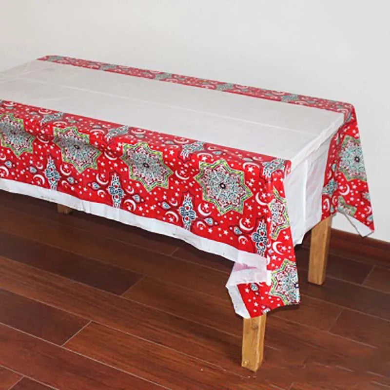 PE Plastic Disposable Party Table Cloth Eid al-Fitr Ramadan Tableware Table Cover Waterproof For Moslem Islamism Decor 108x180cm
