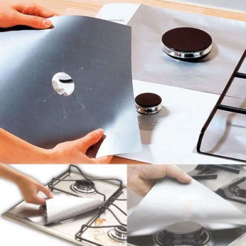 6pcs Gas Stove Cover Cooker Protector Reusable Aluminum Foil Gas Stovetop Protector Safe Cook and Keep Clean Kitchen Accessories