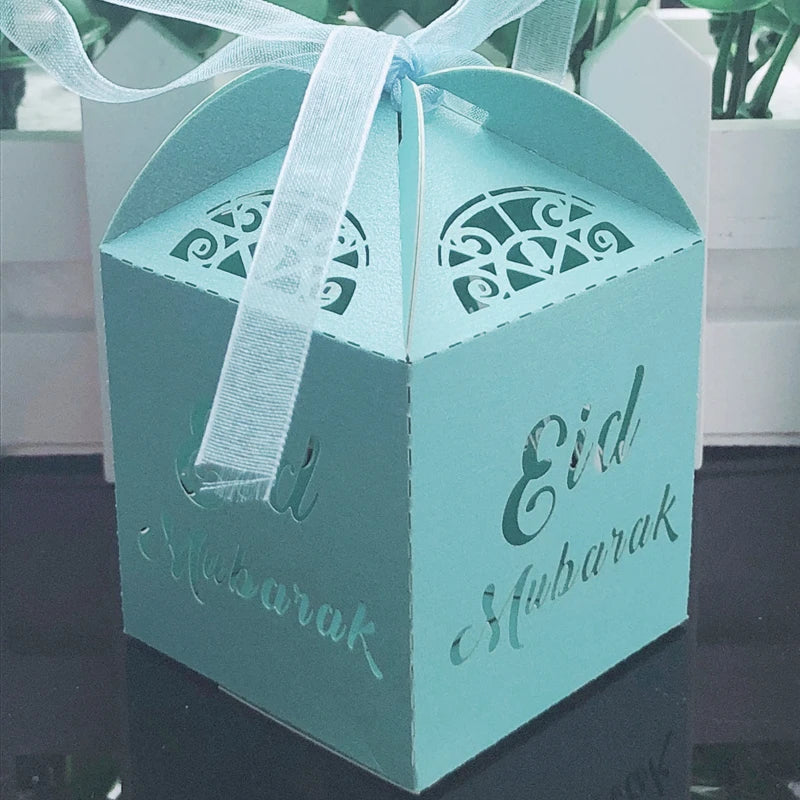 10pcs Happy Eid Mubarak Candy Box Ramadan Decoration DIY Favor Gift Boxes Packaging Islamic Muslim al-Fitr Eid Party Supplies