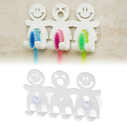 1Pc Toothbrush Holder Wall Mounted Suction Cup 5 Position Cute Cartoon Smile Bathroom Sets