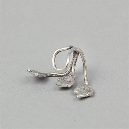 2 Pcs Fashion No Piercing Silver Plated Leaf Clip On Ear Cuff Earring Wrap Punk Ear Clip Earring Fashion Jewelry Accessories