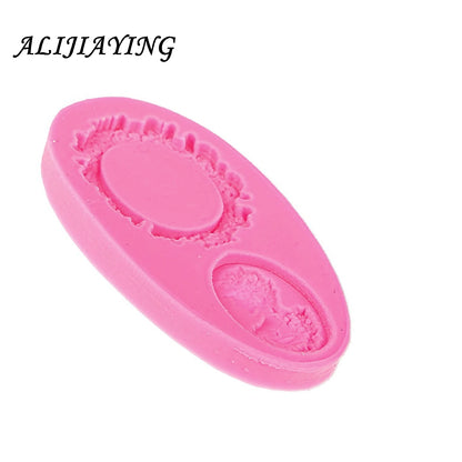 1Pcs Mirror Frame lady Cake Border Silicone Mold Wedding Cupcake Fondant Decorating Tools Candy Clay Chocolate Molds D0486