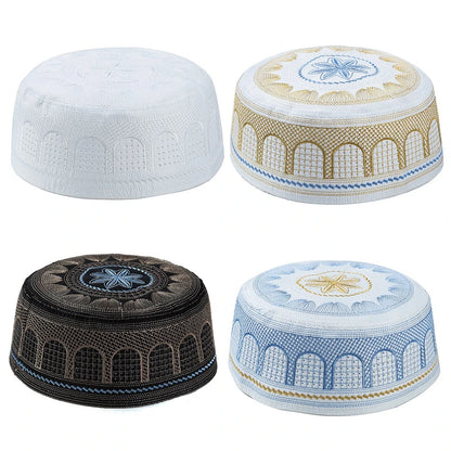 2023 Muslim Hat Cotton Embroidered Arab Men Prayer Hat Muslim Hijab Men Hijab Hat Saudi Arabia Islamic Jewish Indian Hat