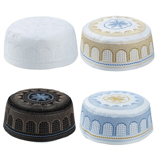 2023 Muslim Hat Cotton Embroidered Arab Men Prayer Hat Muslim Hijab Men Hijab Hat Saudi Arabia Islamic Jewish Indian Hat