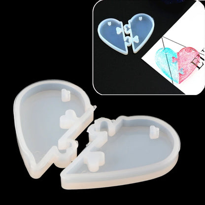 2Pcs Heart locks for lovers Pendant Liquid Silicone Mold DIY Epoxy Resin Mould Jewelry Tools