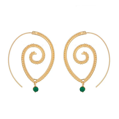 Bohemia Ethnic Personality Round Spiral Drop Earrings Exaggerated Love Heart Whirlpool Gear Ear Jewelry for Women Beach Brincos