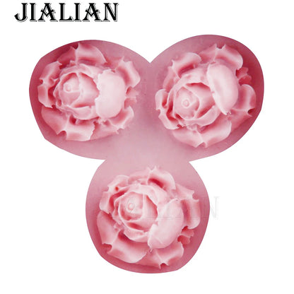 3D roses flower soap mould chocolate wedding cake decorating tools DIY  fondant silicone mold T0405