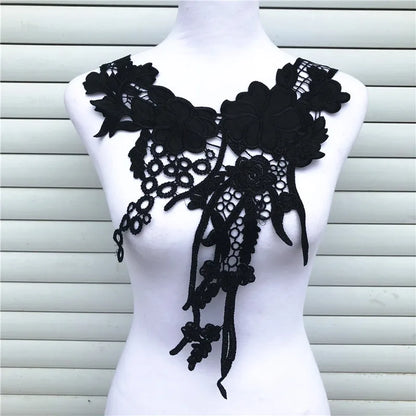 1Pcs Black Fine Venise Lace Fabric Dress Applique Blouse Sewing Trims DIY Neckline Collar Costume Decoration Accessories