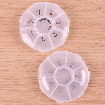 7 Days Pill Box Round Portable Travel Storage Vitamin Box Sort Tablet Holder Mini Medicine Pill Box Organizer Pill Box Splitters