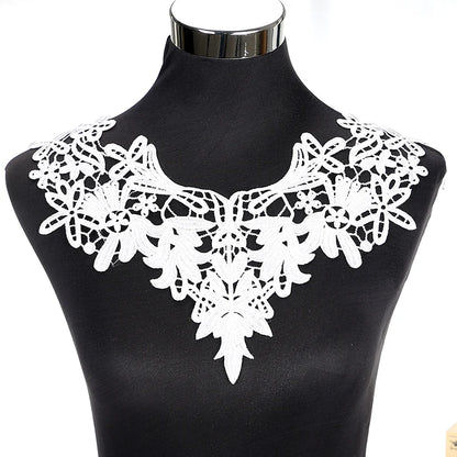 1Pcs White Fine Venise Lace Fabric Dress Applique Blouse Sewing Trims DIY Neckline Collar Costume Decoration Accessories