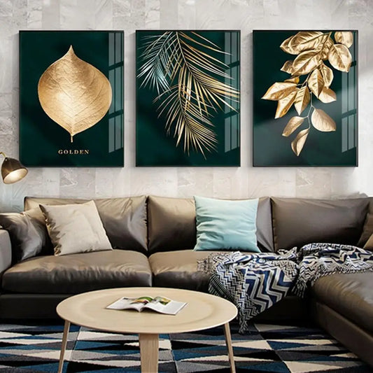 Gold Plant Leaf 5D Diamond Painting kits Diamond Embroidery Canvas Poster Cross Stitch Kit Mosaic Picture Home Decoration Art