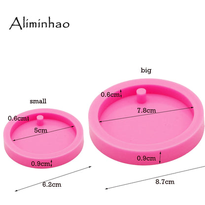 DY0079 50mm/75mm shiny Round Circle With Hole Disk Keychains silicone mold for Key chain Pendant clay DIY Resin mold