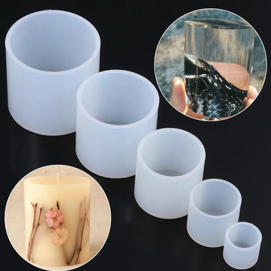 Cylinder White Transparent Silicone Mold Resin Candle Mould Crystal Glue Casting Mould Home Jewelry Making Succulents Clay Molds