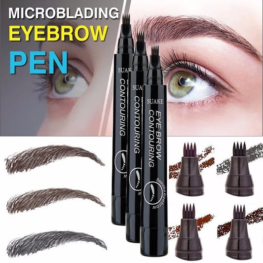 4 Colors Microblading Eyebrow Tattoo Pen with 4 Micro Tips Sketch Makeup Brow Pencil Waterproof Eyebrow Tint 2018 Makeup TSLM2
