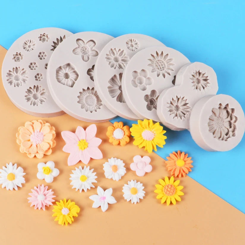 Daisy Wild Chrysanthemum Rose Flower Silicone Mold Sugarcraft Chocolate Cupcake Baking Mold Fondant Cake Decorating Tools