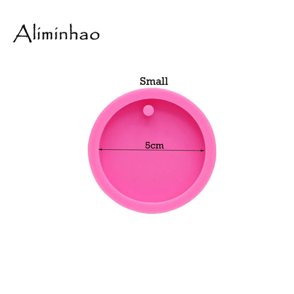 DY0079 50mm/75mm shiny Round Circle With Hole Disk Keychains silicone mold for Key chain Pendant clay DIY Resin mold