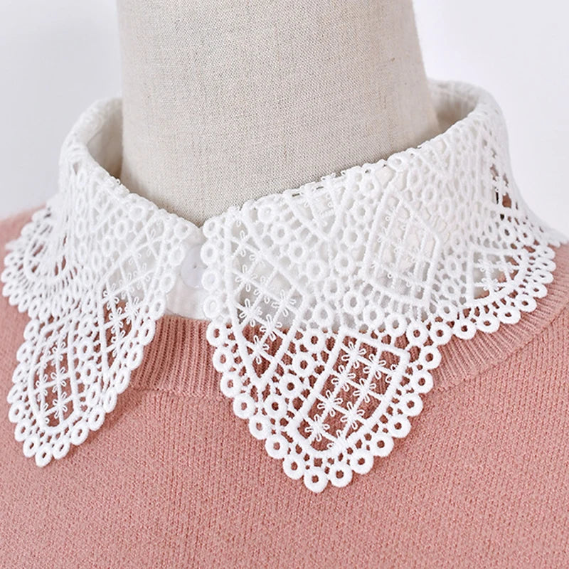 New Women White Fake Collar Detachable Cotton Lace Shirt Collar Ladies False Blouse Collar Half Shirt Lapel Clothes Accessories
