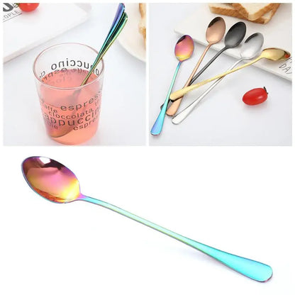 Stainless Steel Latte Long Tea Coffee Spoon Soda Ice Cream Dessert Sundae Spoons