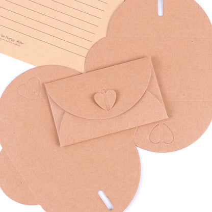 10PCS Vintage Love Button Envelope Kraft Paper Gift Card With Envelope Handmade Paper String Romantic Love Letter Envelope