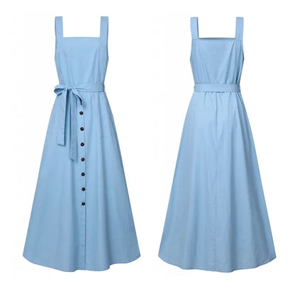 Women's Autumn Overalls Vestidos Fashion Islamic Dress ZANZEA 2023 Casual Solid Tank Marocain Robe Female Button Sundress S-