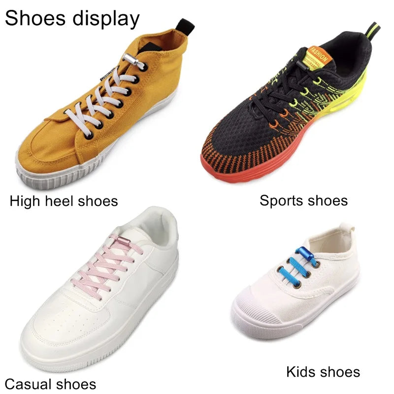 1Pair New Flat Elastic Locking Shoelace No Tie Shoelaces Special Creative Kids Adult Unisex Sneakers Shoes Laces strings