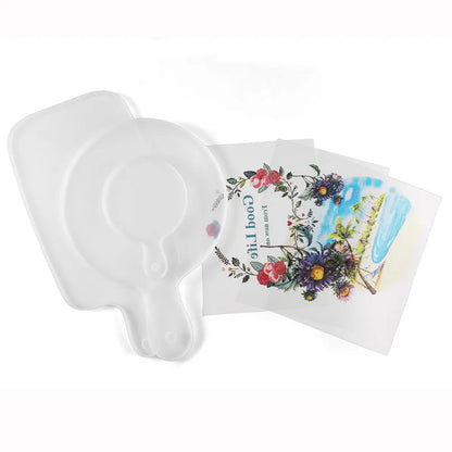 1Pcs Rectangle Round Handle Tray Epoxy Resin Mold Fruit Coaster Tray Silicone Mold For DIY Home Table Decoration Resin Crafts