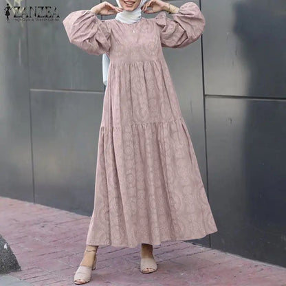 Islam Clothing ZANZEA Muslim Dresses Women Dubai Abaya Turkey Stylish Hijab Dress Maxi Sundress Eid Mubarak Kaftan Vestidos Robe