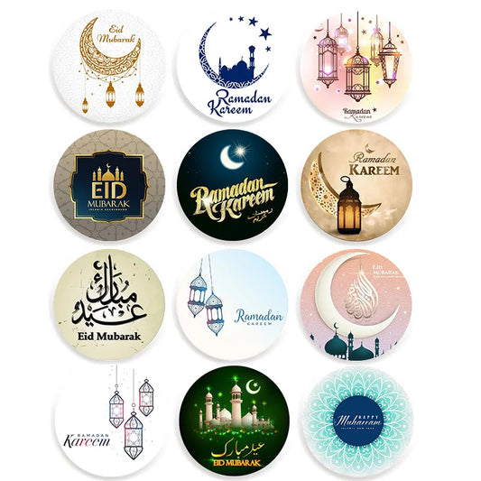24pcs/48pcs Islamic Muslim Ramadan EID Mubarak Decorations Paper Sticker Gift Lable Seal Sticker Eid Al-fitr Decoration Supplies