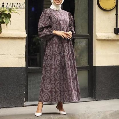 Islam Clothing ZANZEA Muslim Dresses Women Dubai Abaya Turkey Stylish Hijab Dress Maxi Sundress Eid Mubarak Kaftan Vestidos Robe