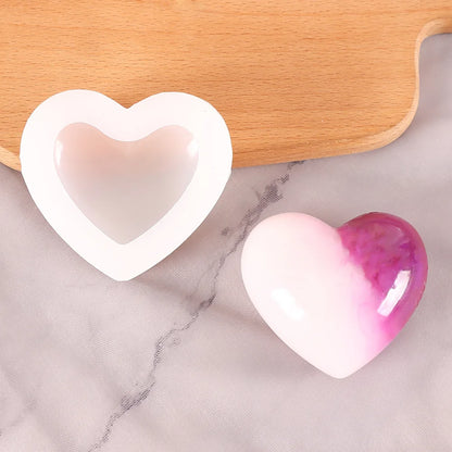 3D Heart Shapes Mirror Silicone Mold for Epoxy Uv Resin Front Cover Makeing Filling Handcraft Gifts