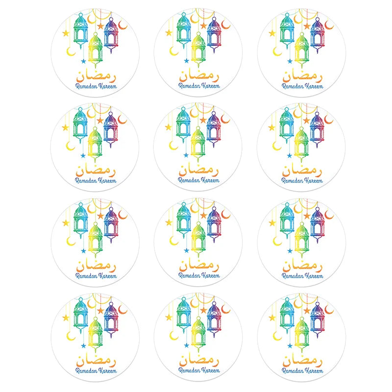 24/48pcs 4.5cm Eid Mubarak Favor Gift Bag Sealing Stickers Ramadan Mubarak Stickers Box Cake Sticker Lable Decoration