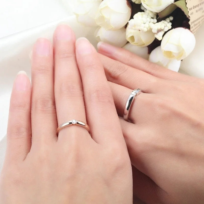 4 Colors Simple High Polished Stainless Steel Cubic Zirconia Stone Lose Weight Rings for Woman