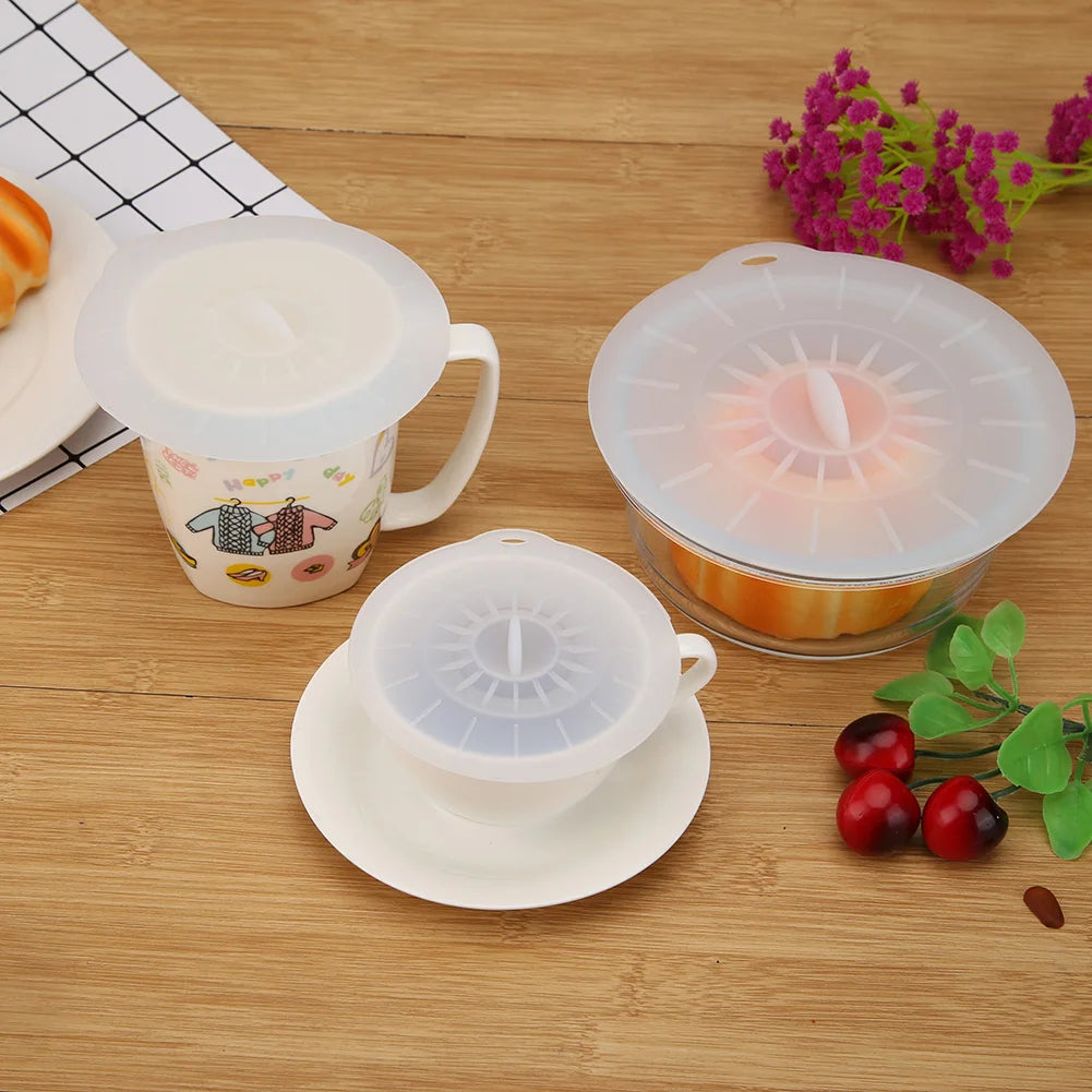 Silicone Cup Lid Anti-Dust Bowl Cover Cup Seals Lids Drinking Cup Lid FDA Silicone Heat Resistant Sealed Cover Drinkware Home