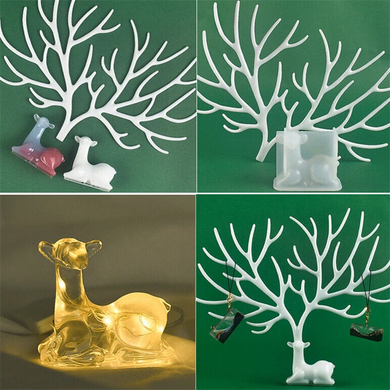 Deer with Horns Big Silicone Mold Jewelry Storage Rack Soft Mold Epoxy Resin Mould Resin Craft Supplies Silicone Mold for Decor