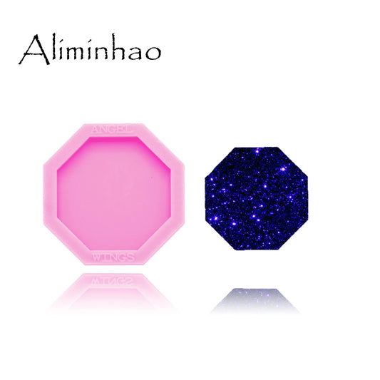 DY0294 Shiny 1.5 Inch Square Hexagon Silicone Mold for Phone Socket Badge Reels DIY Diamond  Epoxy Silicon Resin Crafting Molds