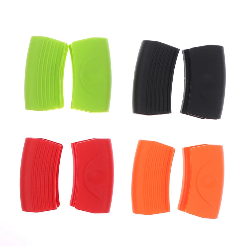 2Pcs Grip Silicone Pot Holder Sleeve Pot Glove Pan Handle Cover Grip Kitchen Tools Microwave Anti Scalding Pot Bowl Holder Clip