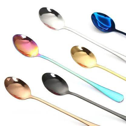 Stainless Steel Latte Long Tea Coffee Spoon Soda Ice Cream Dessert Sundae Spoons