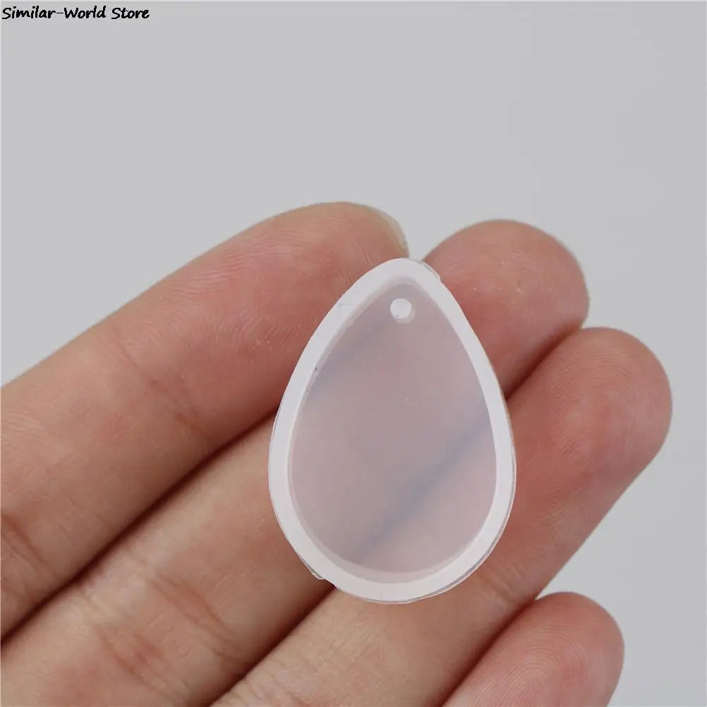 5 Pcs Silicone DIY Craft Epoxy Resin Molds Necklaces Pendant Mould Round Square Oval Waterdrop Rectangle Shape Hole Mold