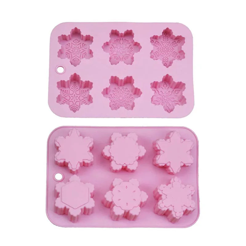 Christmas Snowflake Candle Silicone Mold Handmade Soap Aromatherapy Gypsum Resin Ice Mould Candle Making Kit Home Decor Gifts