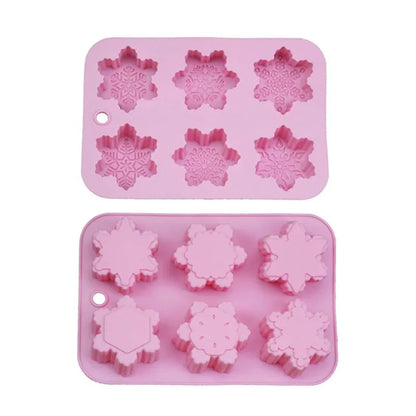 Christmas Snowflake Candle Silicone Mold Handmade Soap Aromatherapy Gypsum Resin Ice Mould Candle Making Kit Home Decor Gifts