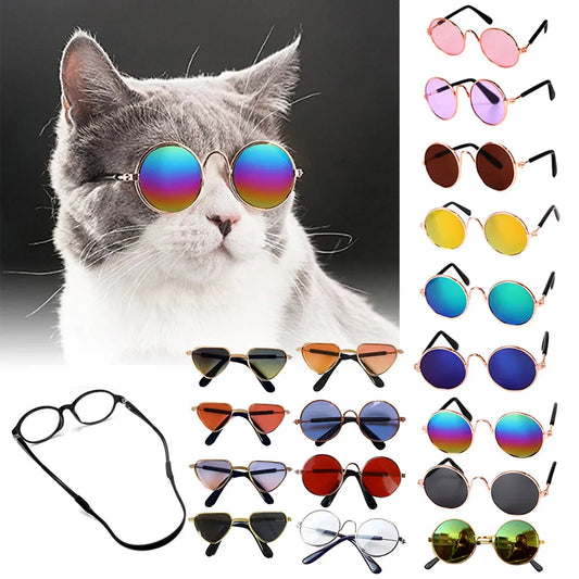 Dog Sunglasses Cat Pet Products Lovely Vintage Round Reflection Eye Wear Glasses For Small Dog Cat Pet Photos Props Accessories