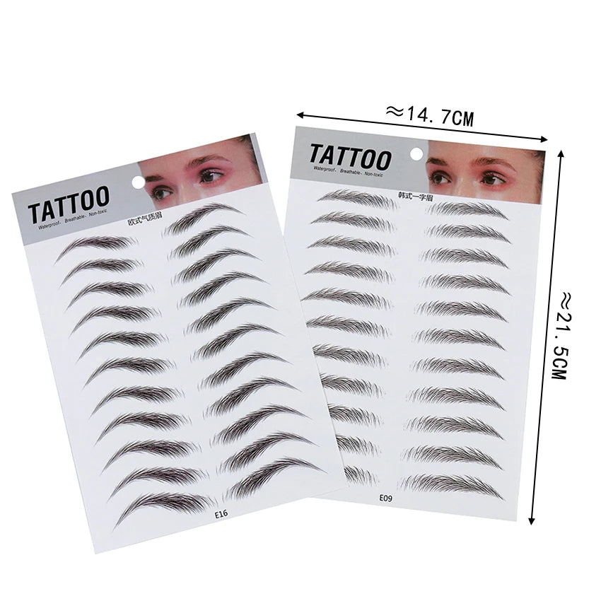 1 Sheet 4D Water-based Hair-liked Eyebrow Tattoo Sticker Waterproof Cosmetics Long Lasting Makeup False Eyebrows Stickers