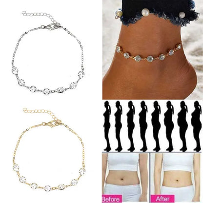 Fashion Crystal Bracelet Gold and Silver Weight Loss Magnetic Therapy Ankle Weight Loss Products Slimming Health Jewelry